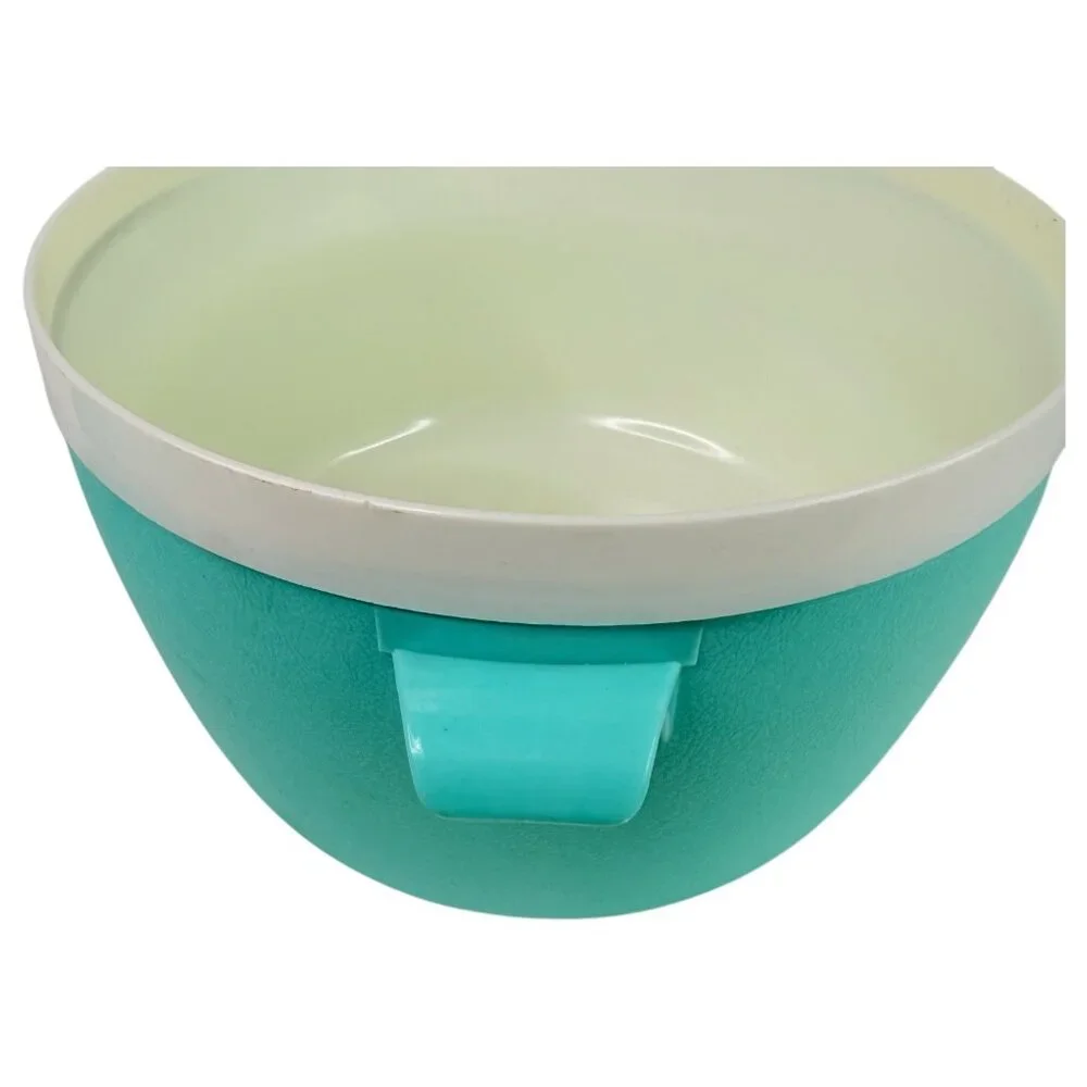 Vintage Bolero Therm-O-Ware Turquoise White Ice Bucket Insulated‎ Bowl With Lid